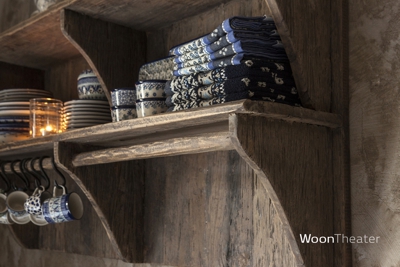 Landelijk rustiek houten wandrek | Cottage | Large